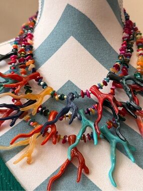 ✅NEW Natural Handcrafted Multicolor Coral Branch Necklace - Vibrant Beach Style